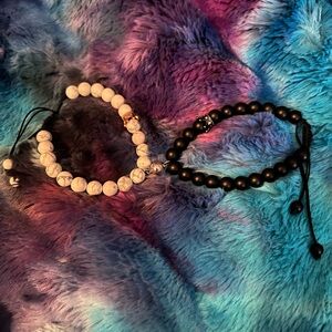 Elegant Black and White Beaded Bracelets